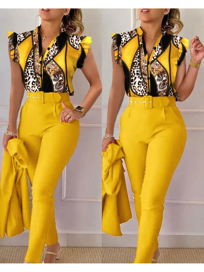 Unisex Two-Piece Outfit Set - Leopard Print Graphic – Blue option – view 3