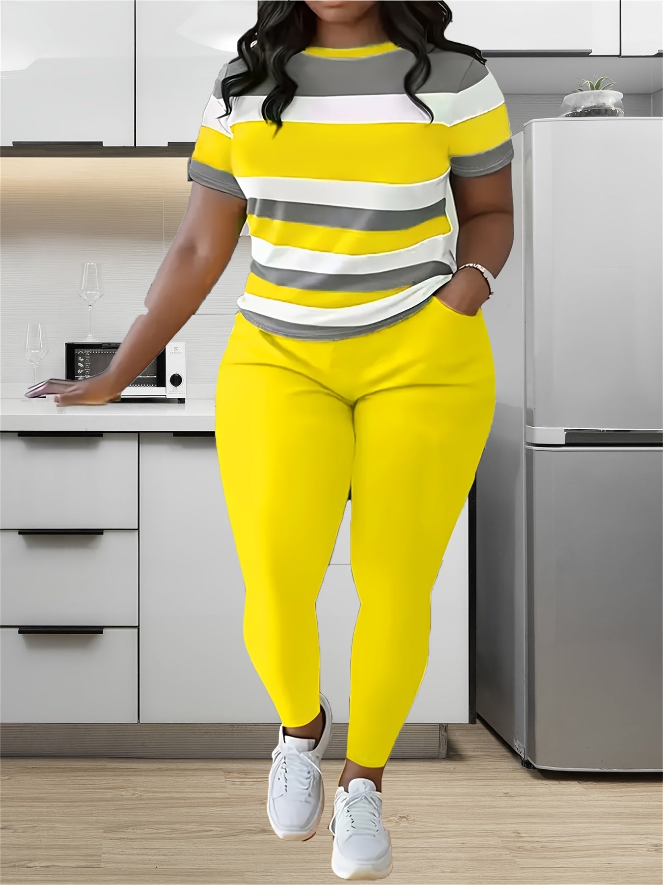 Unisex Two-Piece Outfit Set - Short Sleeve – Red / Yellow detail view