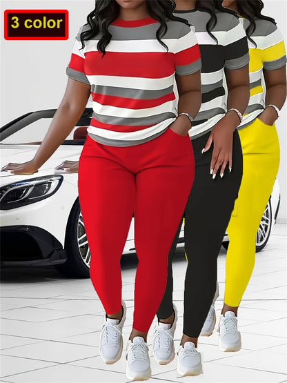 Unisex Two-Piece Outfit Set - Short Sleeve – Red / Yellow – Red option – view 3