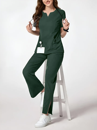 Unisex Two-Piece Outfit Set - V-Neck – Sizes S–XXL – Green option – view 3