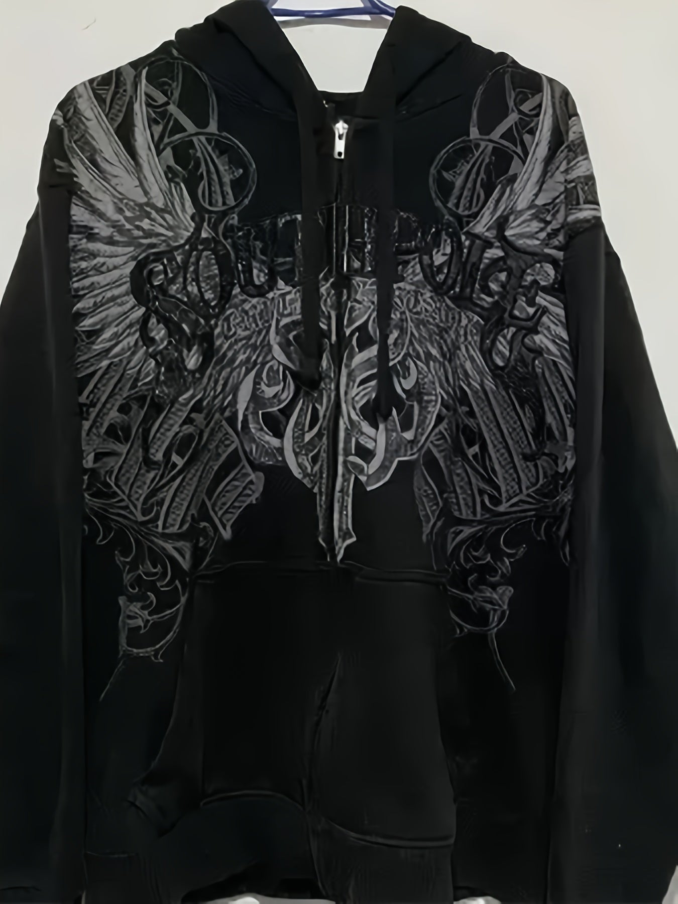 Unisex Versatile Denim Graphic Hoodie detail view