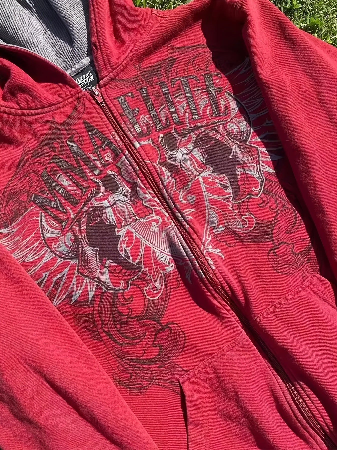 Unisex Versatile Denim Graphic Hoodie detail view