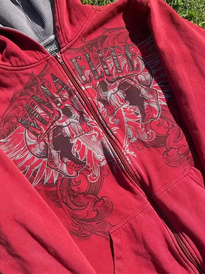 Unisex Versatile Denim Graphic Hoodie detail view