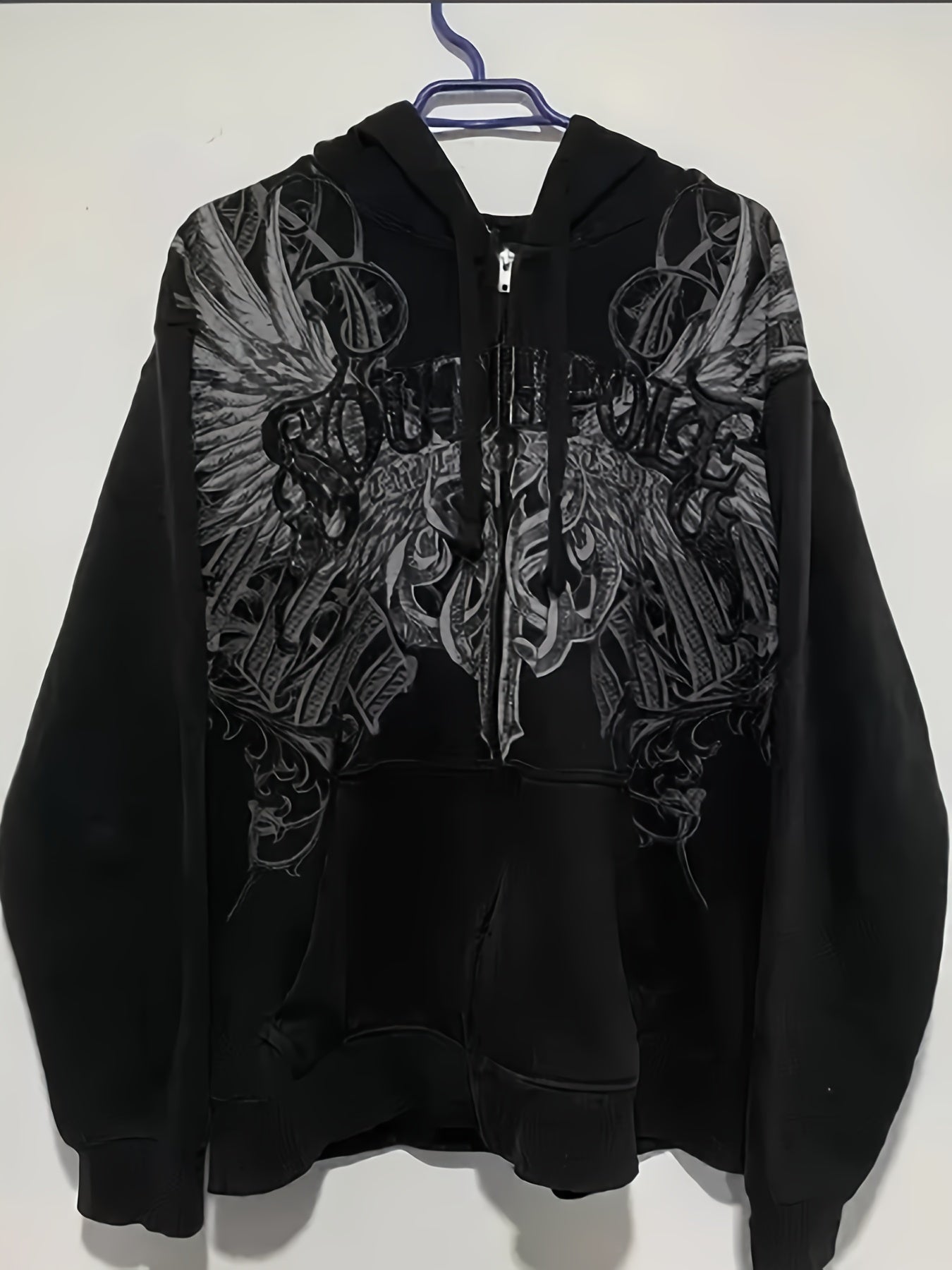 Unisex Versatile Denim Graphic Hoodie – Red option – view 2