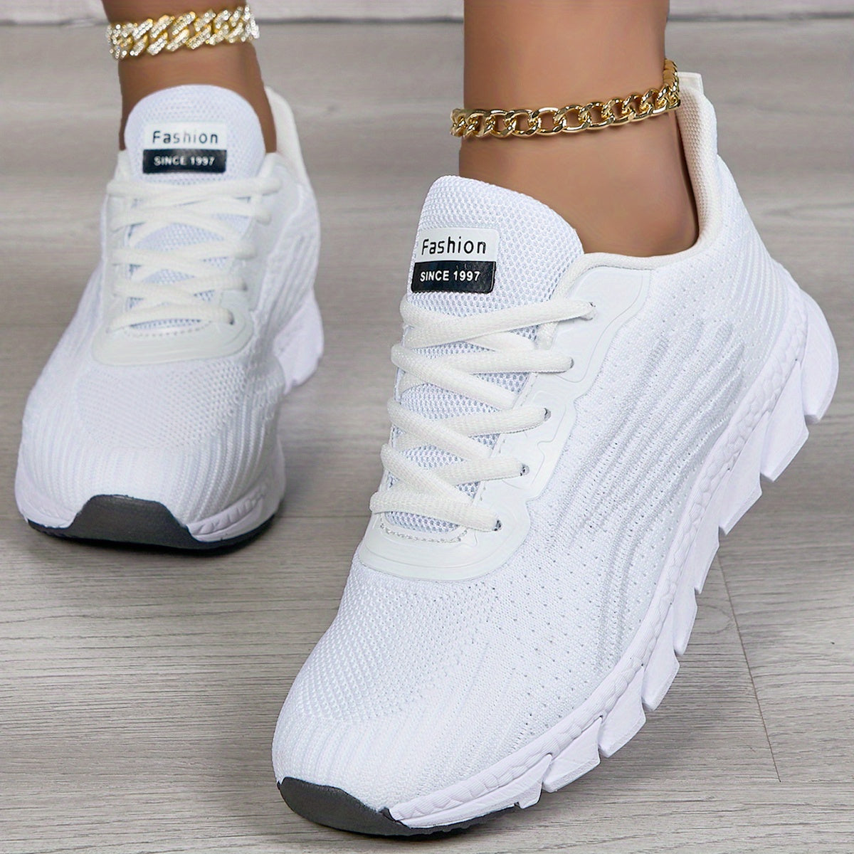 Unisex Walking Shoes – Breathable Mesh Cushioned Comfort for Active Days – White option – main product image