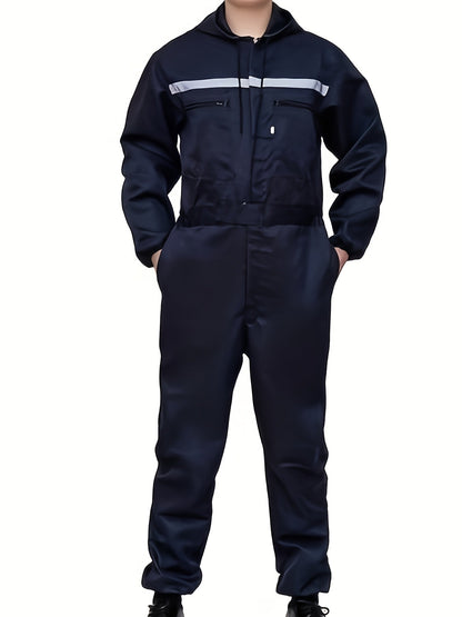 Unisex Work Coveralls - Multi-Zipper Pocket Design – Navy option – view 2