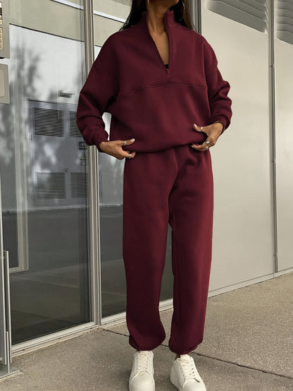 Unisex Zip-Up Tracksuit Set - High Neck – Grey option – view 4