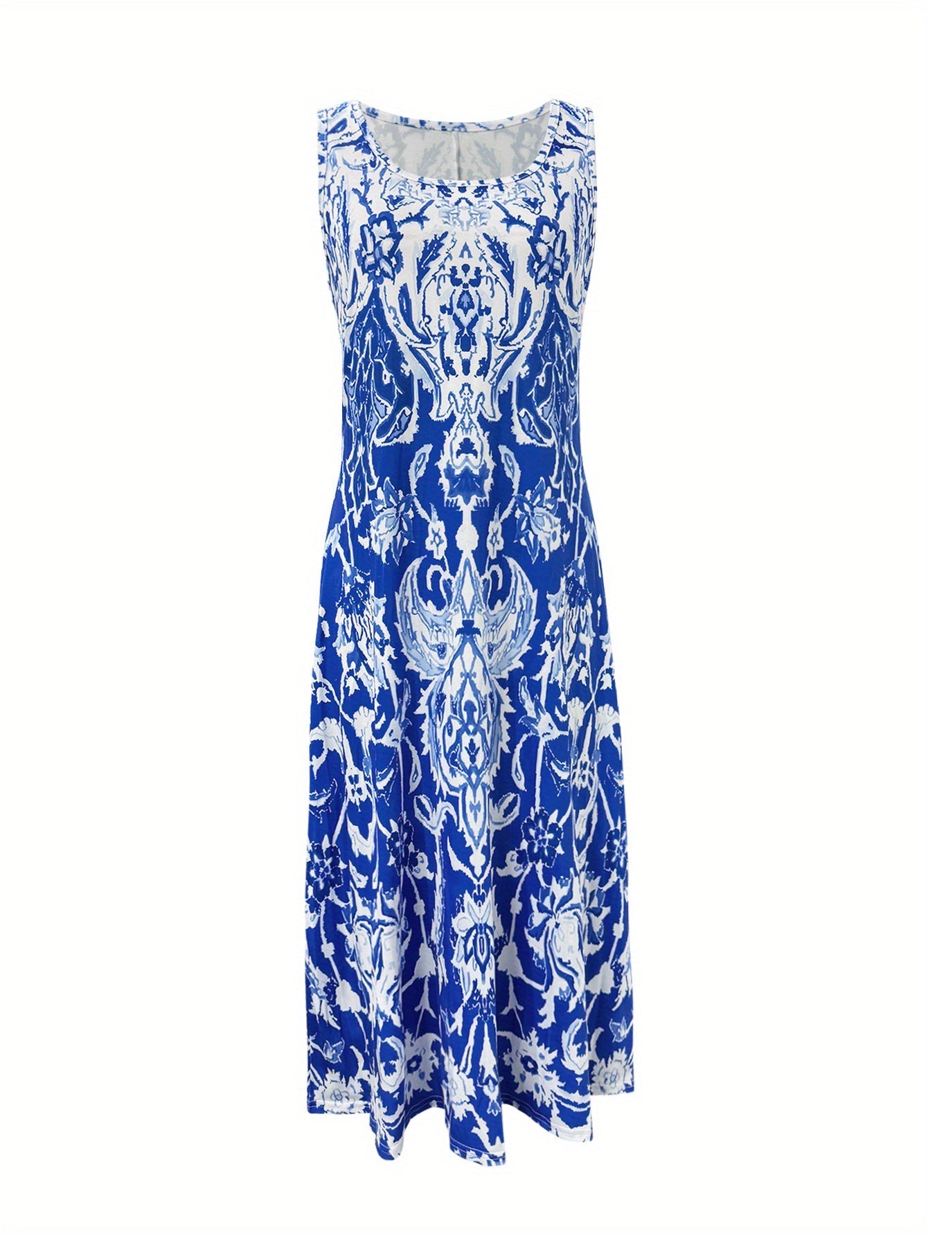 Vacation Floral Midi Dress – Khaki Printed Summer Style detail view
