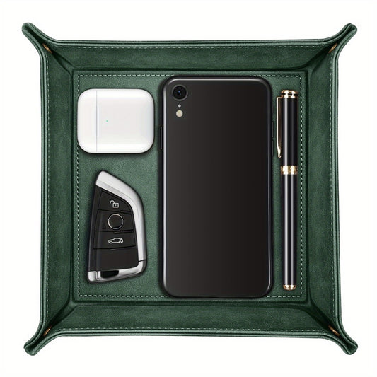 Valet Tray - PU Leather Desktop Organizer Catchall Bedside Nightstand Caddy for Keys - main product view