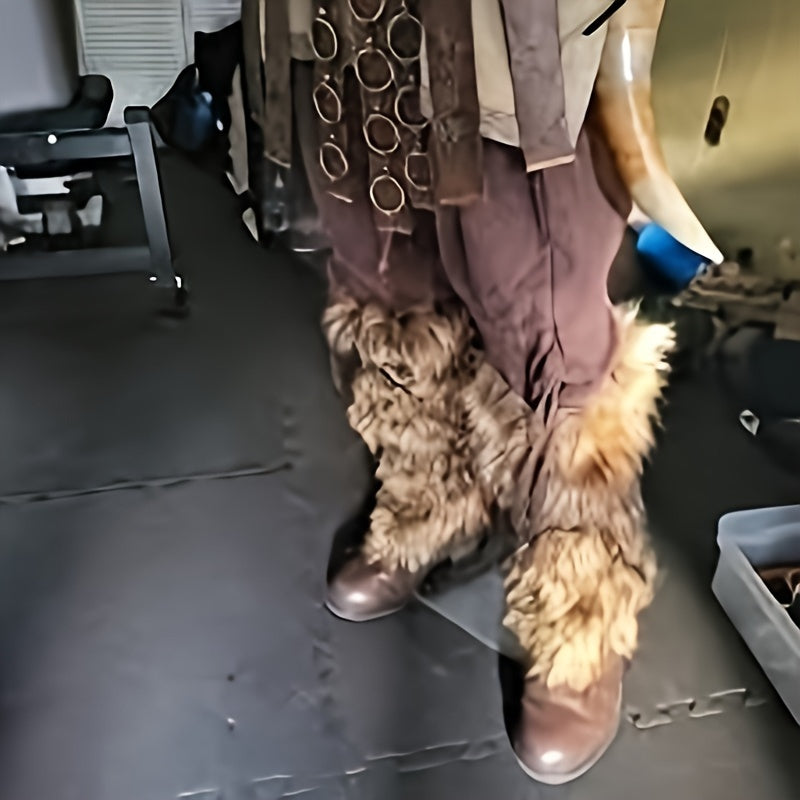 Viking Faux Fur Leg Warmers - Costume detail view