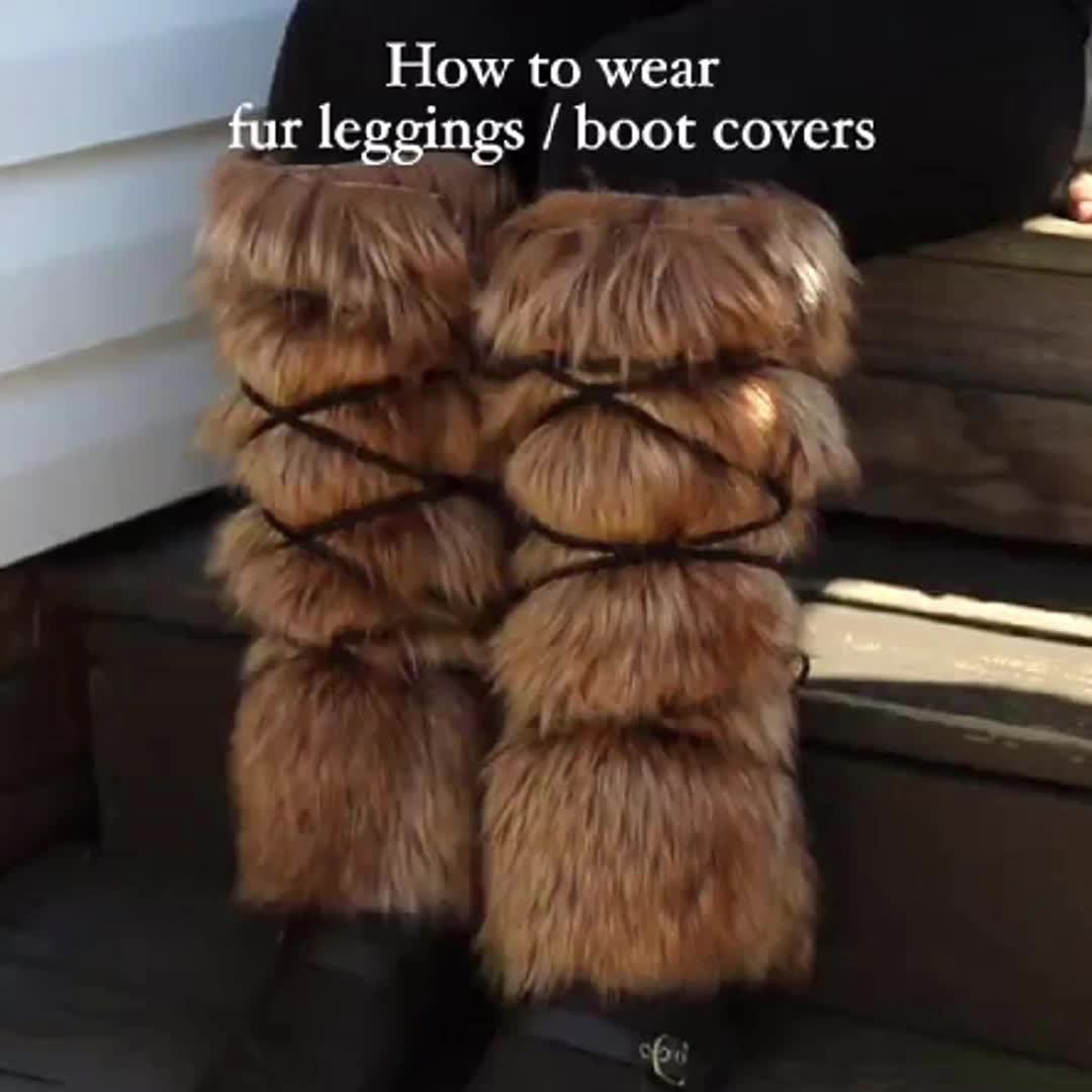 Viking Faux Fur Leg Warmers - Costume detail view
