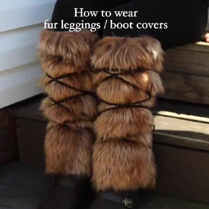 Viking Faux Fur Leg Warmers - Costume detail view