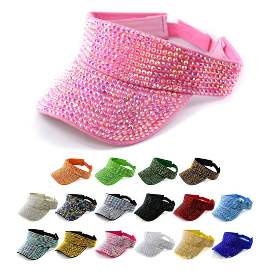 Visors - Rhinestone Visor Cap Women Sparkling Diamond Embellished Baseball Hat - main product view