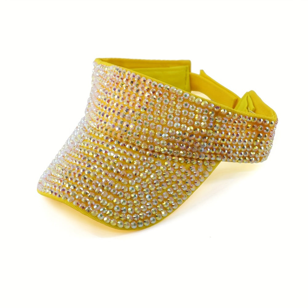 Visors - Rhinestone Visor Cap Women Sparkling Diamond Embellished Baseball Hat - product detail view 3