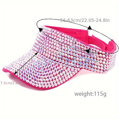 Visors - Rhinestone Visor Cap Women Sparkling Diamond Embellished Baseball Hat - product detail view 5