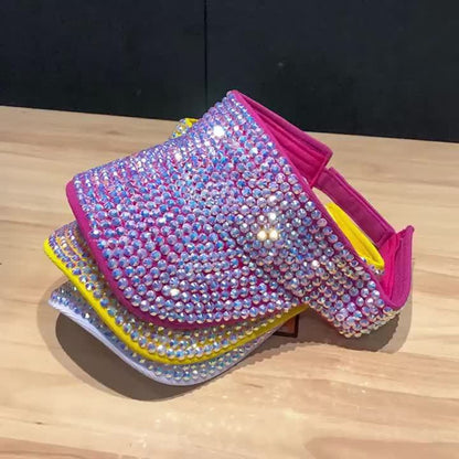 Visors - Rhinestone Visor Cap Women Sparkling Diamond Embellished Baseball Hat - product detail view 9