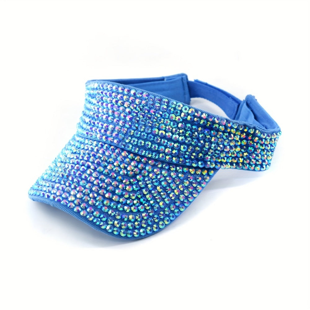 Visors - Rhinestone Visor Cap Women Sparkling Diamond Embellished Baseball Hat - product detail view 10