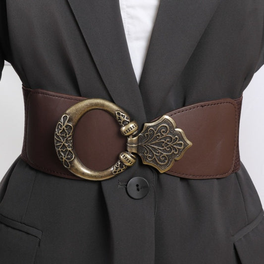 Waist Belt - Wide for Women - Retro Rivet Splicing Hollow Metal Corset , European - main product view