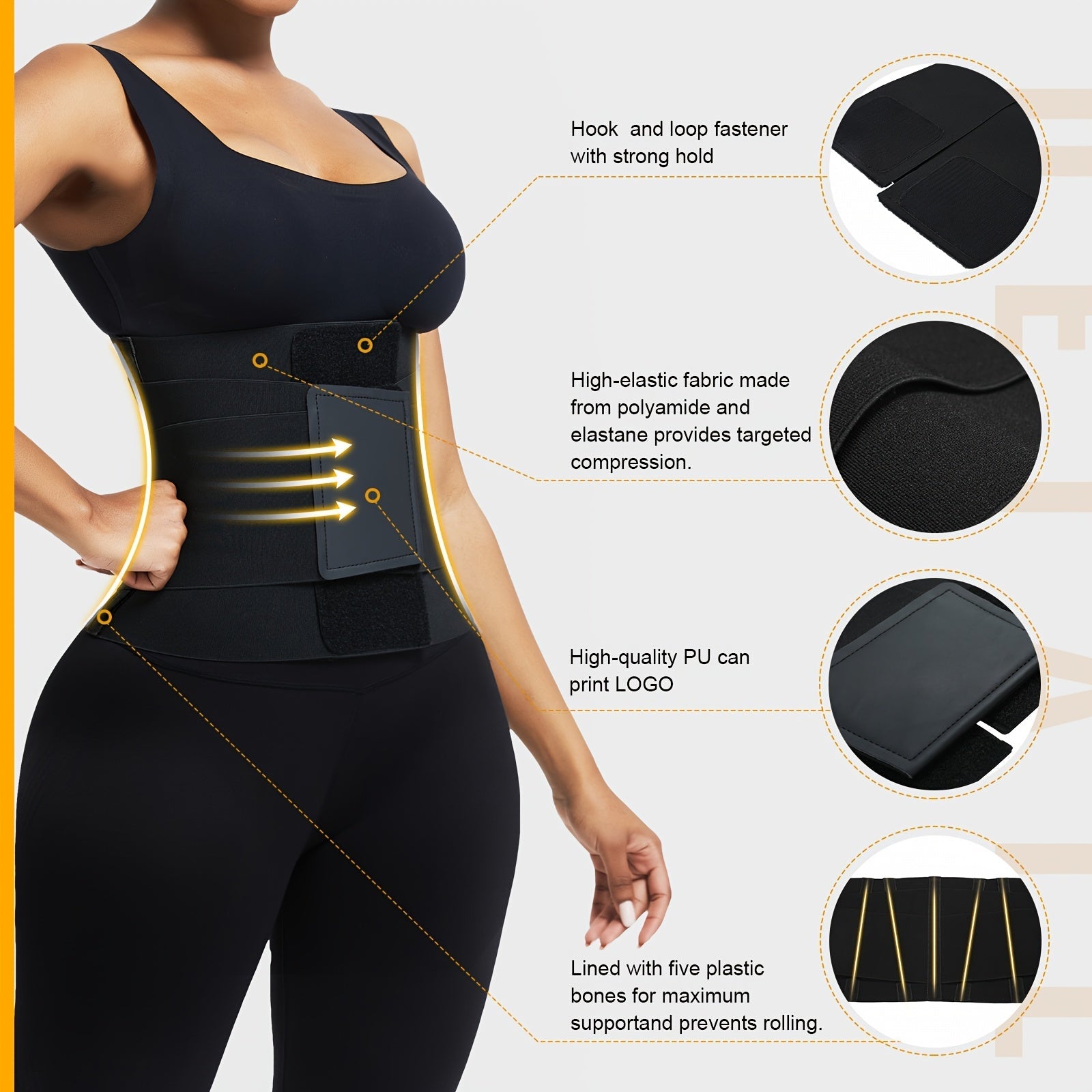 Waist Trainer Belt Waist Cincher Trimmer Ab Belt Tummy Control Body Shaper with – view 4