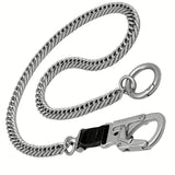 Black Leather Silvery Chain