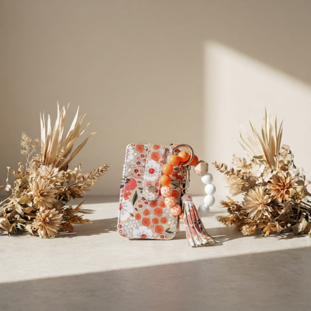 Wallets & Coin Purses - Beaded Wristlet Keychain Wallet Floral Purse with Tassel Card Holder Key - product detail view 8