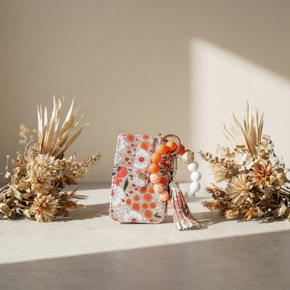Wallets & Coin Purses - Beaded Wristlet Keychain Wallet Floral Purse with Tassel Card Holder Key - product detail view 8