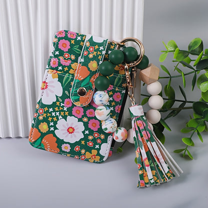 Wallets & Coin Purses - Beaded Wristlet Keychain Wallet Floral Purse with Tassel Card Holder Key - product detail view 17
