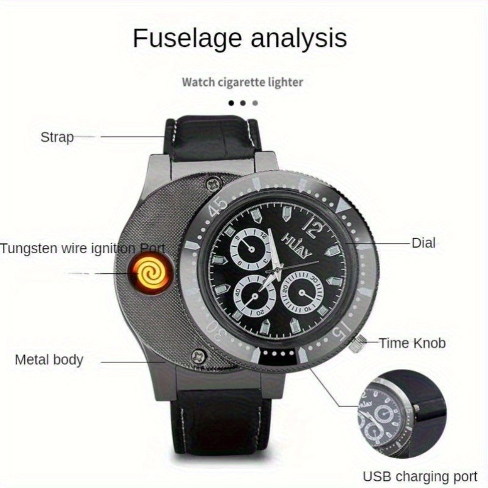 Watches - Men's Retro Watch Lighter Windproof USB Rechargeable Cigarette Lighter - product detail view 2