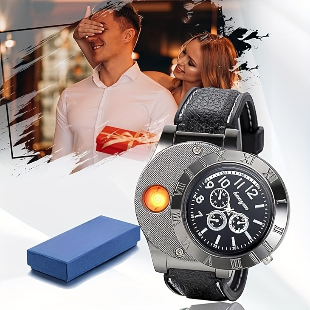 Watches - Men's Retro Watch Lighter Windproof USB Rechargeable Cigarette Lighter - product detail view 9
