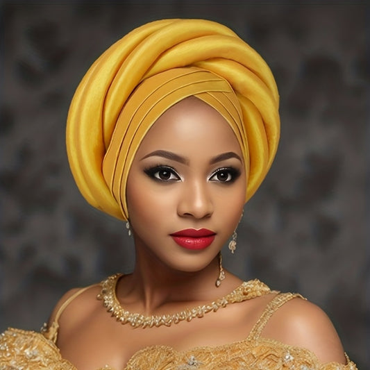 Wedding Hat - Nigerian for Women - 100% Polyester Sponge Turban with Elasticity, Button - main product view