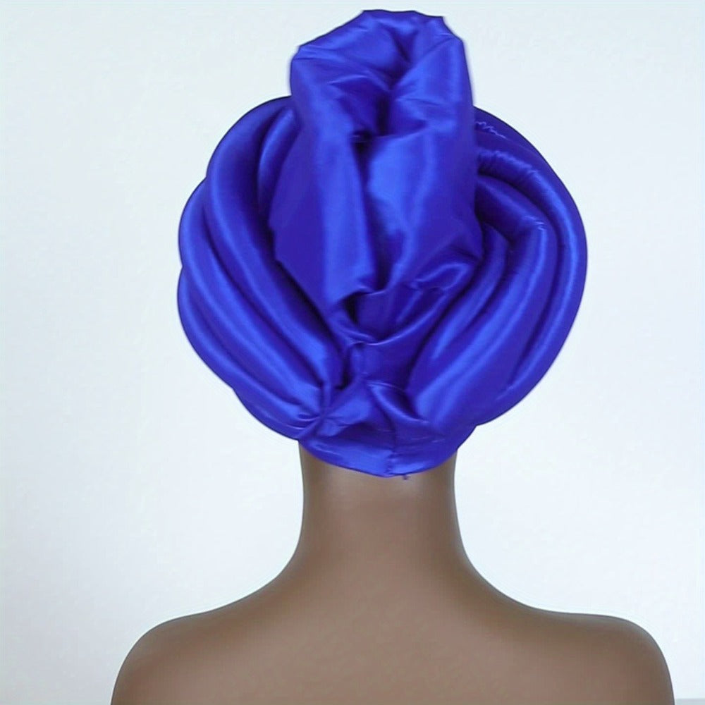Wedding Hat - Nigerian for Women - 100% Polyester Sponge Turban with Elasticity, Button - product detail view 12