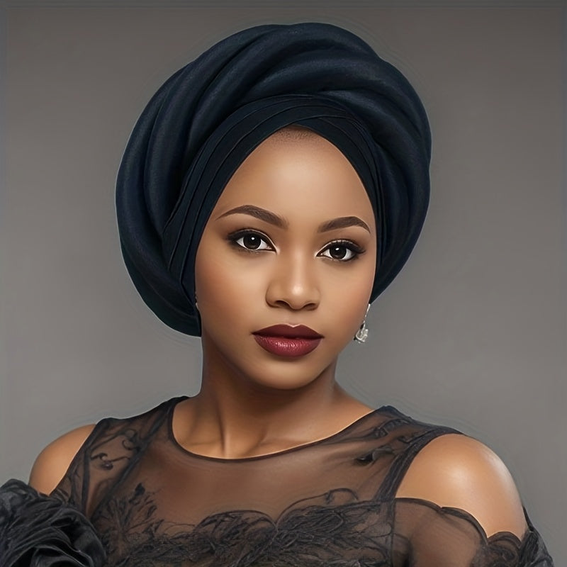 Wedding Hat - Nigerian for Women - 100% Polyester Sponge Turban with Elasticity, Button - product detail view 20