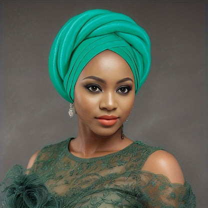 Wedding Hat - Nigerian for Women - 100% Polyester Sponge Turban with Elasticity, Button - product detail view 26