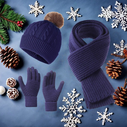 Winter Accessories Set - Hat Scarf and Gloves 3-Piece - Warm Cozy Matching Cold Weather , Unisex - product detail view 16