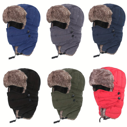 Winter Hat - Ski with Face Mask and Ear Cover Windproof Beanie Cap Plush Lined - main product view