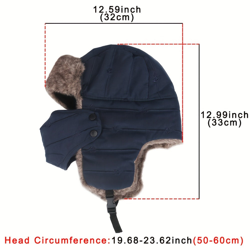 Winter Hat - Ski with Face Mask and Ear Cover Windproof Beanie Cap Plush Lined - product detail view 2