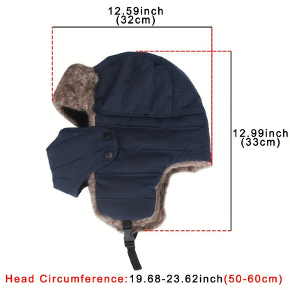 Winter Hat - Ski with Face Mask and Ear Cover Windproof Beanie Cap Plush Lined - product detail view 2