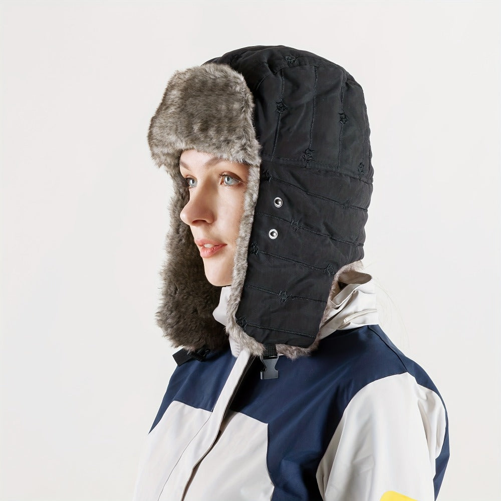 Winter Hat - Ski with Face Mask and Ear Cover Windproof Beanie Cap Plush Lined - product detail view 4
