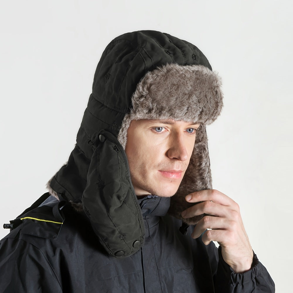 Winter Hat - Ski with Face Mask and Ear Cover Windproof Beanie Cap Plush Lined - product detail view 6