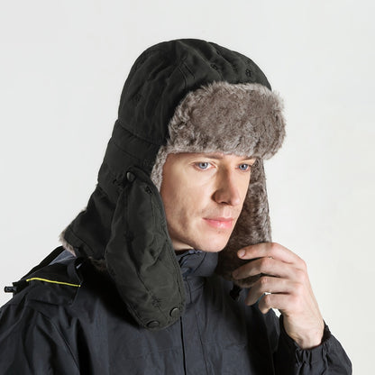 Winter Hat - Ski with Face Mask and Ear Cover Windproof Beanie Cap Plush Lined - product detail view 6