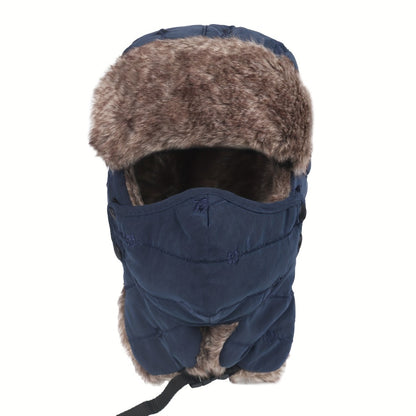 Winter Hat - Ski with Face Mask and Ear Cover Windproof Beanie Cap Plush Lined - product detail view 8