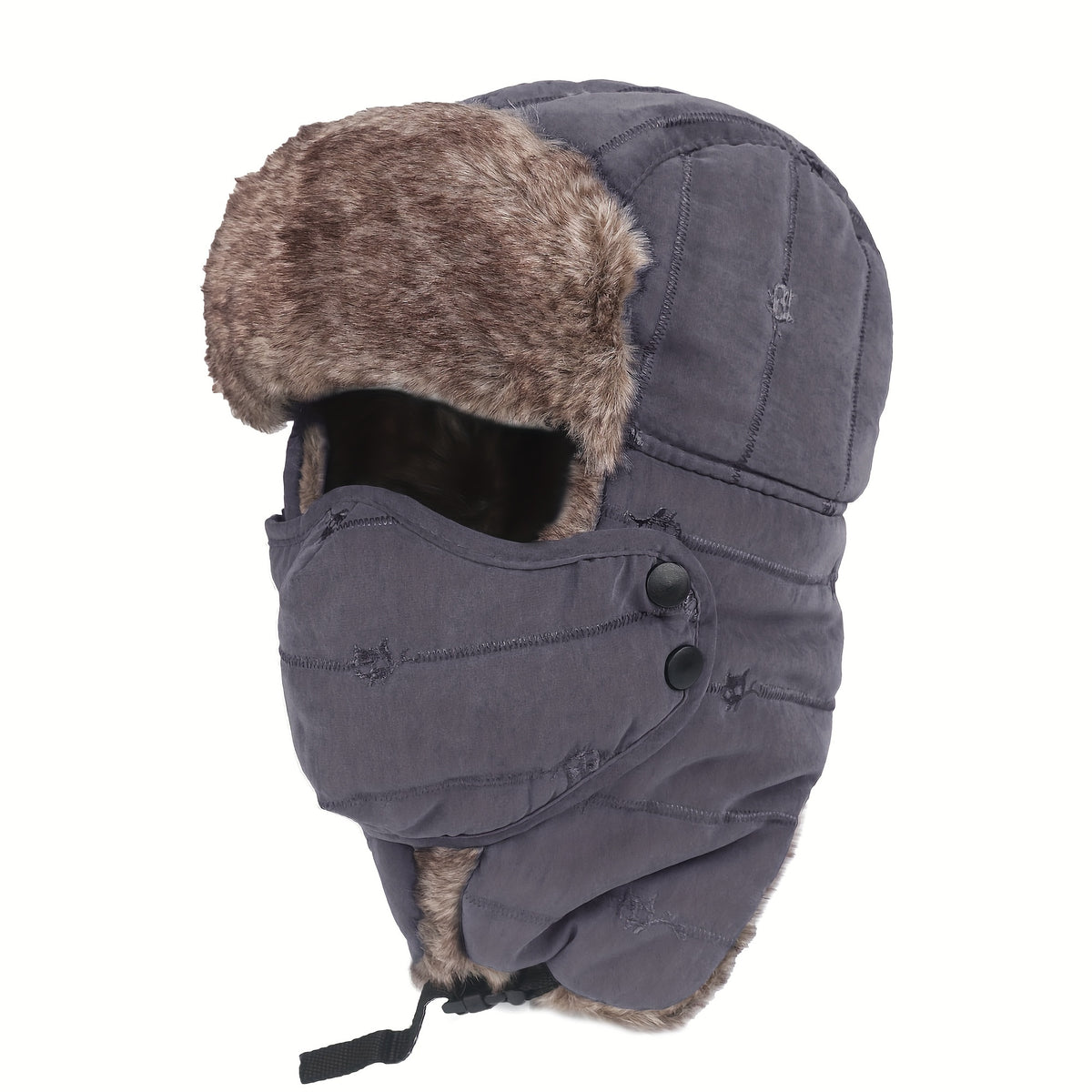Winter Hat - Ski with Face Mask and Ear Cover Windproof Beanie Cap Plush Lined - product detail view 12