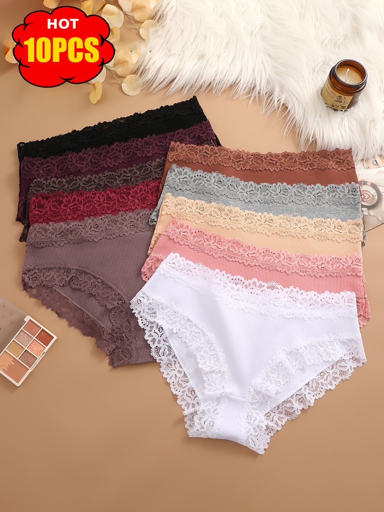 Women’s 10-Pack Briefs - Lace Detail Comfort – 5-Variant Selection – view 3