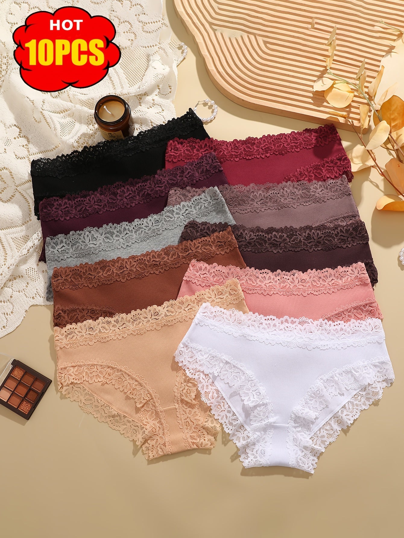 Women’s 10-Pack Briefs - Lace Detail Comfort – 5-Variant Selection – view 4