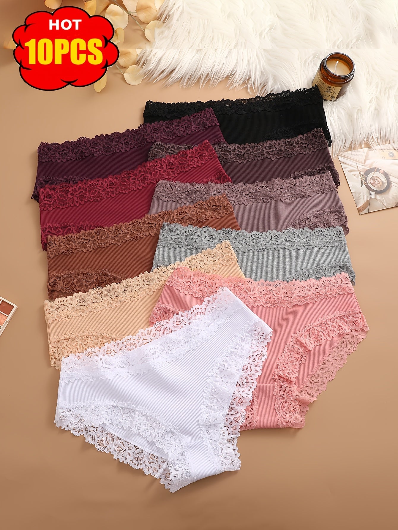 Women’s 10-Pack Briefs - Lace Detail Comfort – 5-Variant Selection – view 6