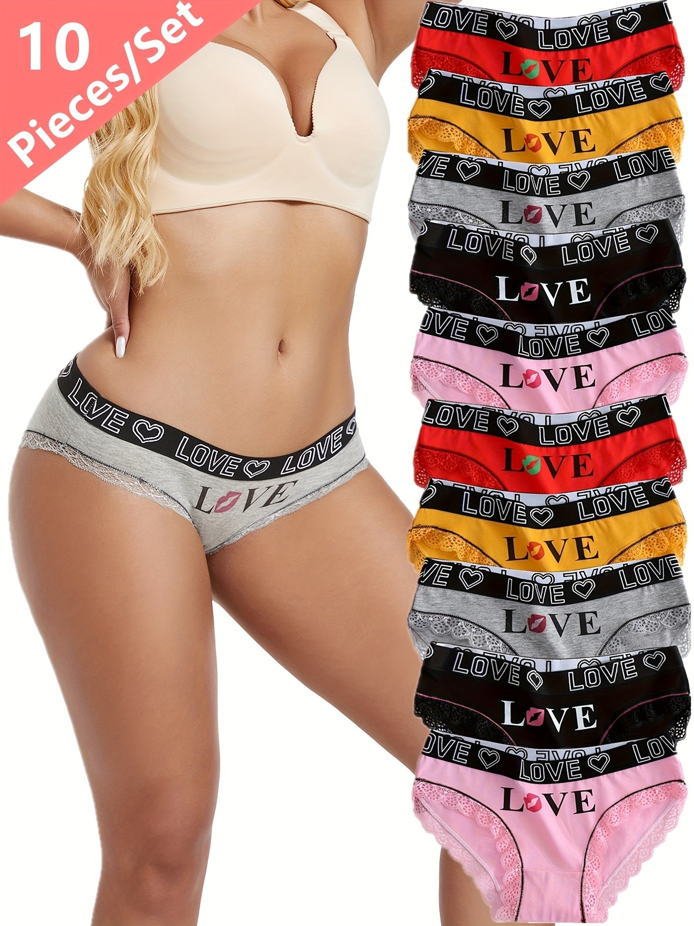 Women's 10-Pack Briefs - Lace Everyday Comfort - Mixed colors – view 10