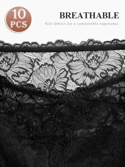 Women's 10-Pack High-Waist Briefs - Lace Daily Comfort – view 10