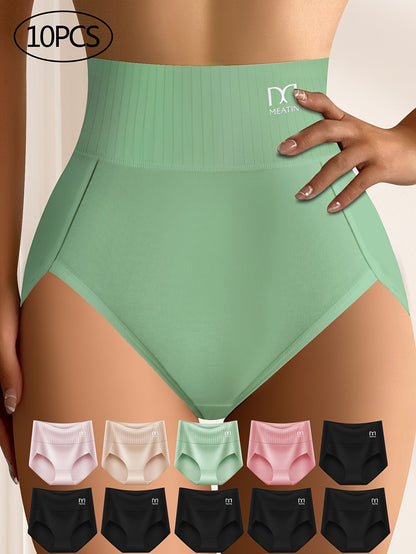 Women's 10-Pack High-Waist Briefs - Striped Everyday Comfort – view 5