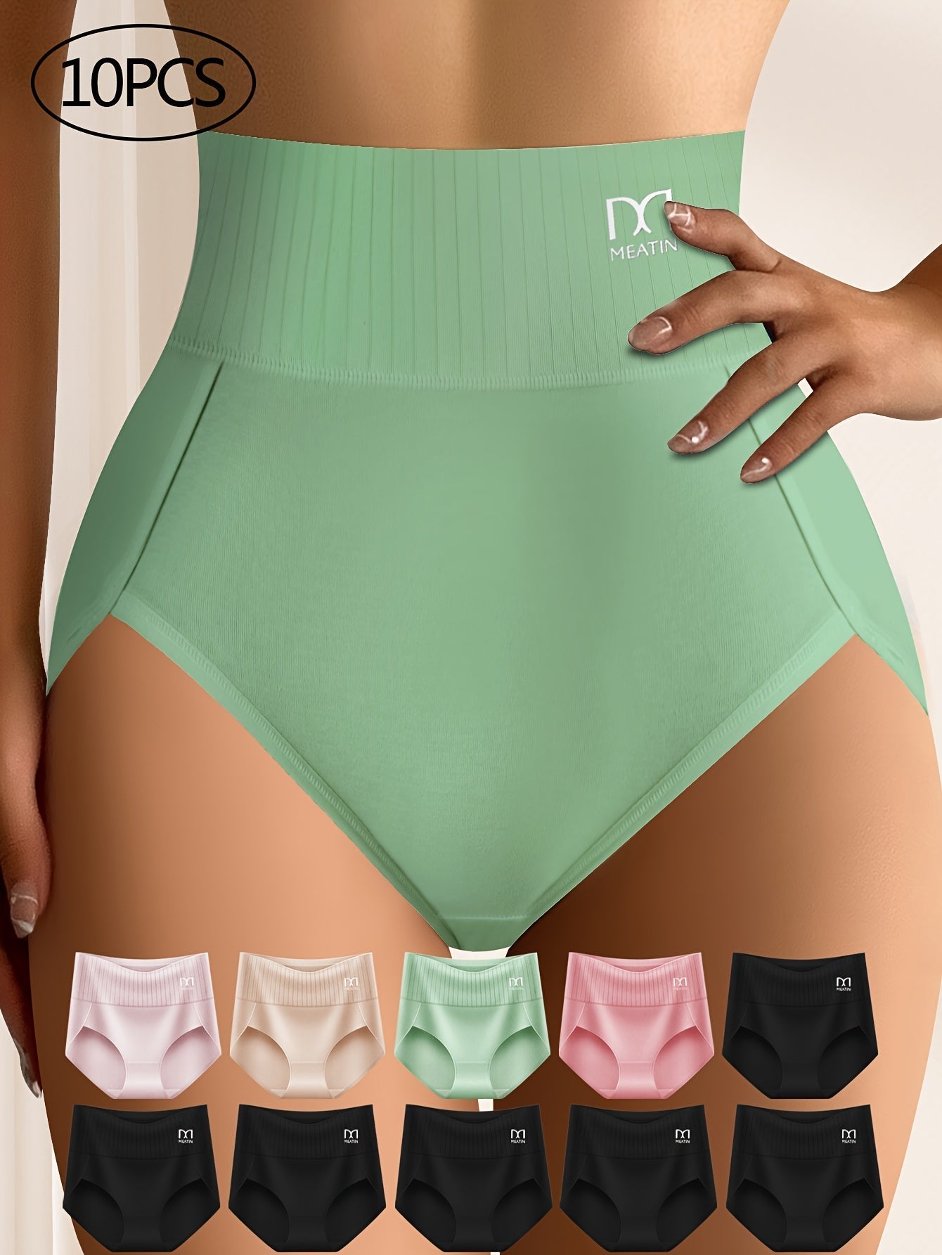 Women's 10-Pack High-Waist Briefs - Striped Everyday Comfort – view 9