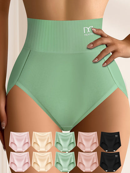 Women's 10-Pack High-Waist Briefs - Striped Everyday Comfort - Mixed colors – main product image